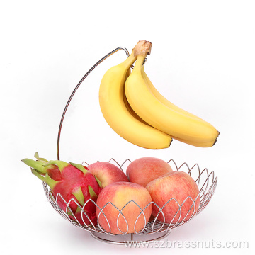 Stainless Steel Wire Fruit Basket With Banana Stand